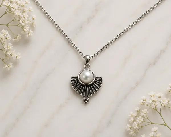 Silver_Fan_Drop_Pendant_Chain_Necklace_For_Women