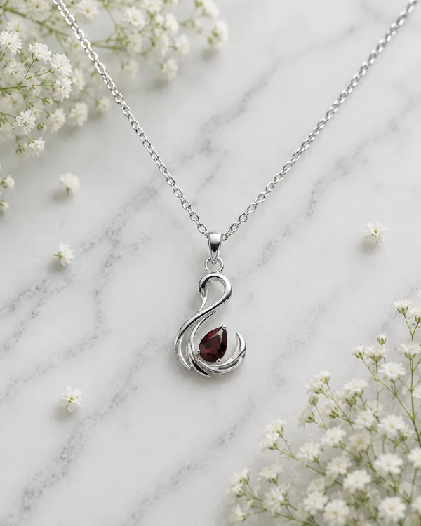 Silver_Red_Accent_Swan_Chain_Pendant_Jewellery_For_Women