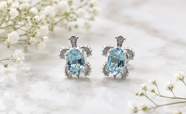 Blue_Stone_Silver_Metal_Stud_Earrings_For_Women