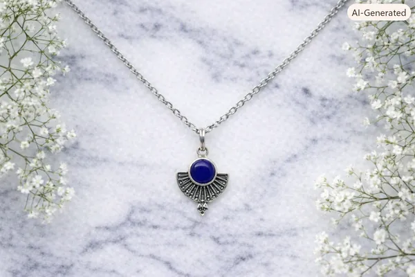Silver_Blue_Oval_Stone_Pendant_Necklace_For_Women
