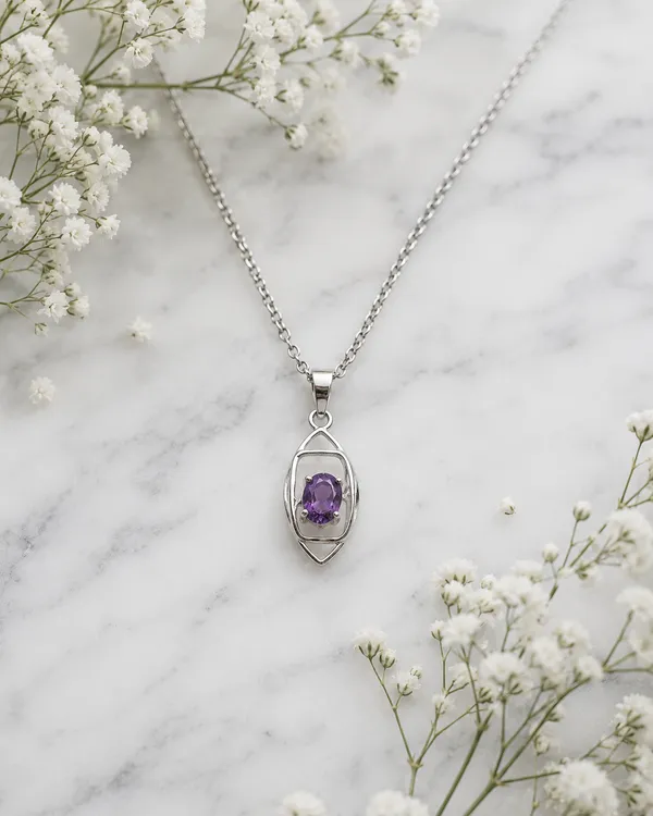 Silver_Purple_Oval_Stone_Pendant_Necklace_For_Women