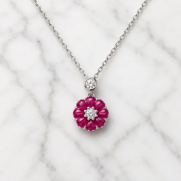 Pink_Silver_Floral_Chain_Pendant_Necklace_For_Women
