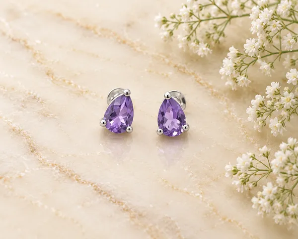 Purple_Teardrop_Stone_Silver_Stud_Earrings_For_Women