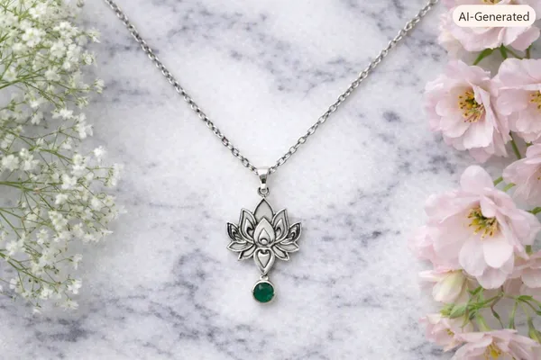 Silver_Lotus_Pendant_Chain_Necklace_For_Women