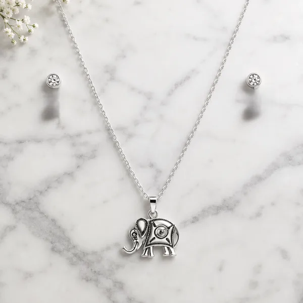 Silver_Elephant_Pendant_Chain_Necklace_For_Women