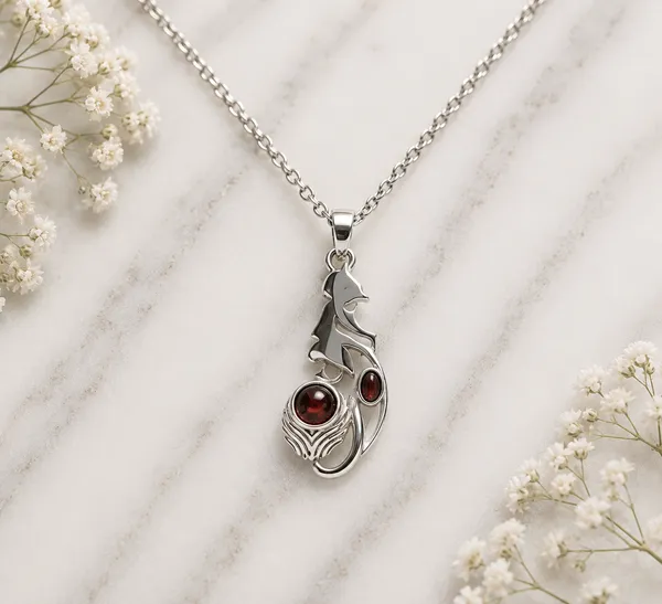 Silver_Red_Stone_Ornate_Drop_Pendant_Chain_Necklace_For_Women