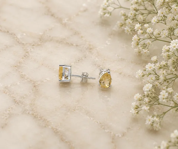 Yellow_Silver_Stone_Stud_Earrings_For_Women