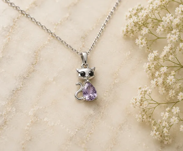 Silver_Cat_Chain_Pendant_Jewellery_For_Women