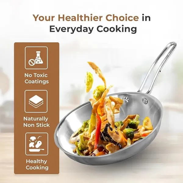 Tri_Ply_Stainless_Steel_Frying_Pan_Omelets_Pan_Non_Stick_Gas_Induction_Compatible_Riveted_Handle_Food_Safe_Pfoa_Free_Scratch_Resistant