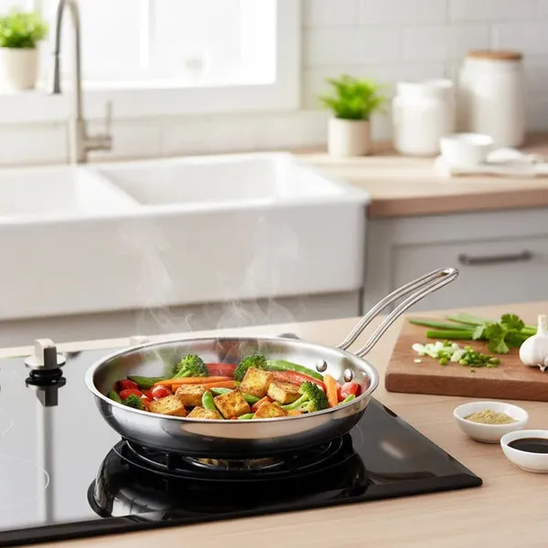 Tri_Ply_Stainless_Steel_Frying_Pan_Omelets_Pan_Non_Stick_Gas_Induction_Compatible_Riveted_Handle_Food_Safe_Pfoa_Free_Scratch_Resistant