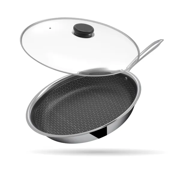 Hy-Tech_Triply_Stainless_Steel_Frying_Pan_with_Glass_Lid_|_Honeycomb_Pattern_Fry_Pan_|_Omelets_Pan_|_Gas_&_Induction_Compatible_|_Riveted_Handle_|_Food_Safe_&_PFOA_Free_|_Scratch_Resistant