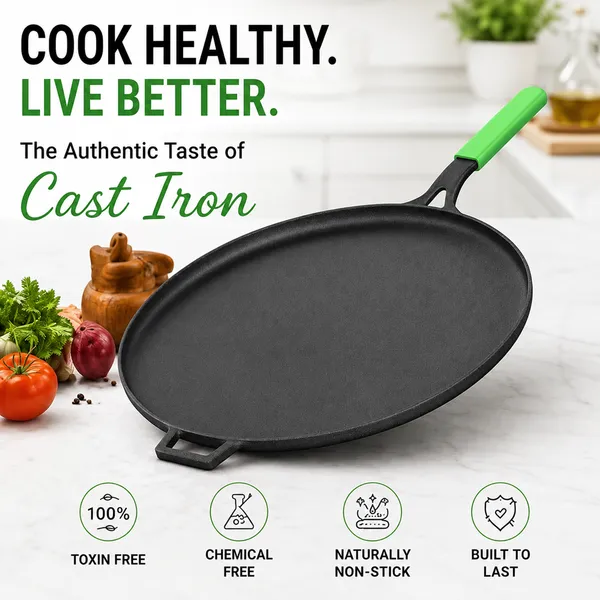 Cast_Iron_Tawa_for_Dosa_28_cm(11"_Inch)_With_Silicon_Hadle_Cover_|_Tawa_for_Dosa,_Uthappam,_Roti,_Chapati,_Naan|_Gas_&_Induction_Friendly_|_Dosa_Tawa_Cast_Iron_|_Cast_Iron_Cookware_|_Naturally_Non-Stick