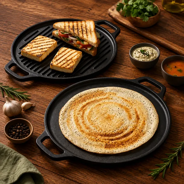 Cast_Iron_2-in-1_Dosa_Tawa_&_Grill_(30cm)_|_Double-Sided_Tawa/Pan_for_Roti,_Dosa,_Chapati,_Fish_&_Steak_|_Naturally_Nonstick,_Gas_&_Induction_Cookware_|_Reversible_Cooking