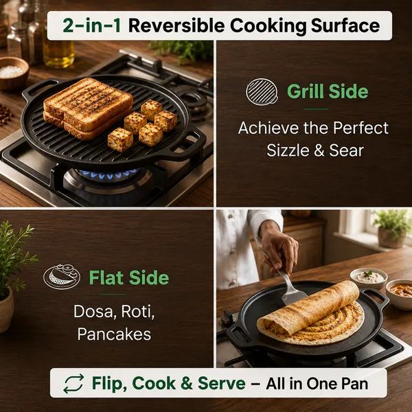 Cast_Iron_2-in-1_Dosa_Tawa_&_Grill_(30cm)_|_Double-Sided_Tawa/Pan_for_Roti,_Dosa,_Chapati,_Fish_&_Steak_|_Naturally_Nonstick,_Gas_&_Induction_Cookware_|_Reversible_Cooking
