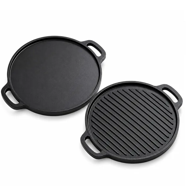 Cast_Iron_2-in-1_Dosa_Tawa_&_Grill_(30cm)_|_Double-Sided_Tawa/Pan_for_Roti,_Dosa,_Chapati,_Fish_&_Steak_|_Naturally_Nonstick,_Gas_&_Induction_Cookware_|_Reversible_Cooking