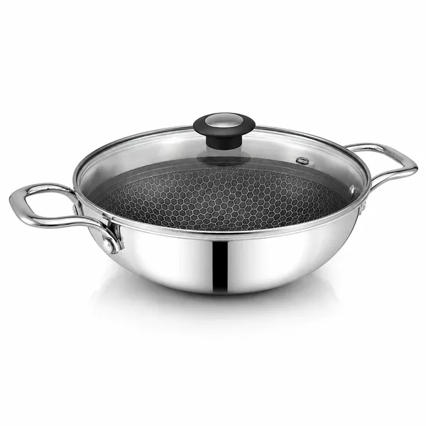 Hy-Tech_Triply_Stainless_Steel_Kadai_With_Glass_Lid_|_Hneycomb_Kadai_|_Non-Stick_|_Induction_&_Gas_Stove_Compatible_|_Even_Heating_|_Toxin_Freen
