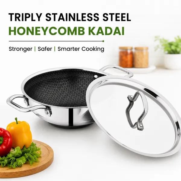 Hy-Tech_3_Pcs_Cookware_Set_With_S.s_Lid_|_Dosa_Tawa,_Kadai_&_Frying_Pan_|_Honeycomb_Pattern_Cookware_Combo_|_Non-Stick_|_Toxin_Free_|_Suitable_for_All_Cooktops