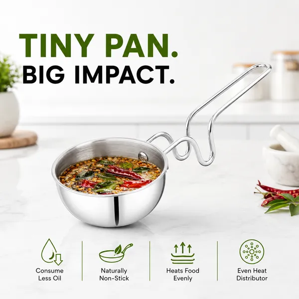 Tri-ply_Stainless_Steel_Tadka_Pan_12_cm_(370_ml)_|_3-Layer_Stainless_Steel_Tempering_Pan_|_Induction_&_Gas_Compatible_|_Even_Heat_Distribution_|_Cool_Grip_Handle_|_Rust_Resistant_|_Pan_for_Tadka