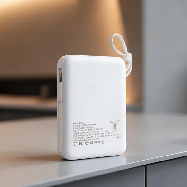 White_10000Mah_Power_Bank_With_Built_And_In_Lightning_Cable