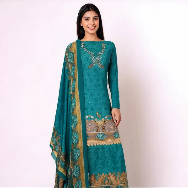 Teal_Muslin_Printed_Unstitched_Suit_Set_For_Women