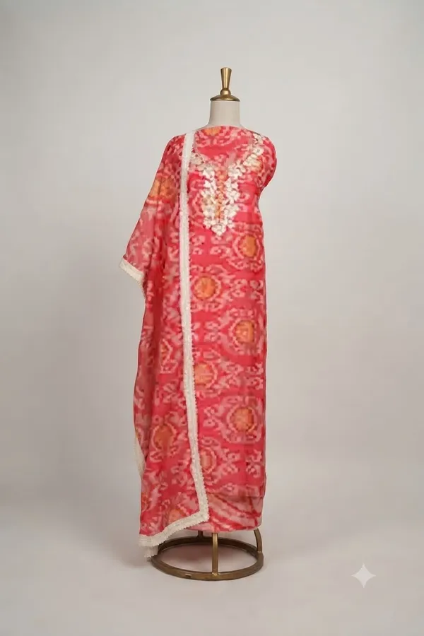 Red_Chanderi_Printed_Unstitched_Suit_Set_For_Women