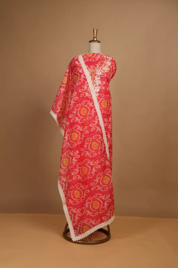 Red_Chanderi_Printed_Unstitched_Suit_Set_For_Women