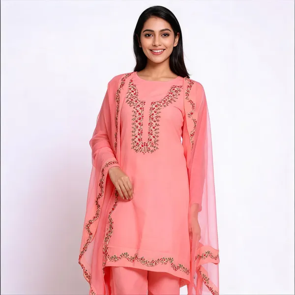 Pink_Cotton_Embroidered_Straight_Unstitched_Suit_Set_For_Women