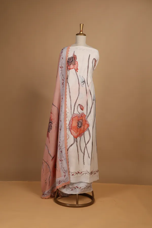 Cream_Cotton_Printed_Unstitched_Suit_Set_For_Women