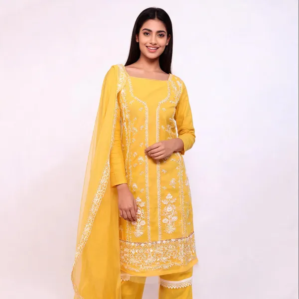Yellow_Cotton_Embroidered_Straight_Unstitched_Suit_Set_For_Women
