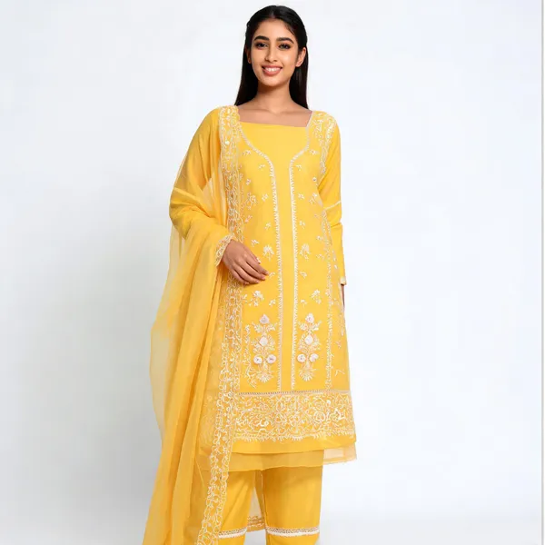 Yellow_Cotton_Embroidered_Straight_Unstitched_Suit_Set_For_Women