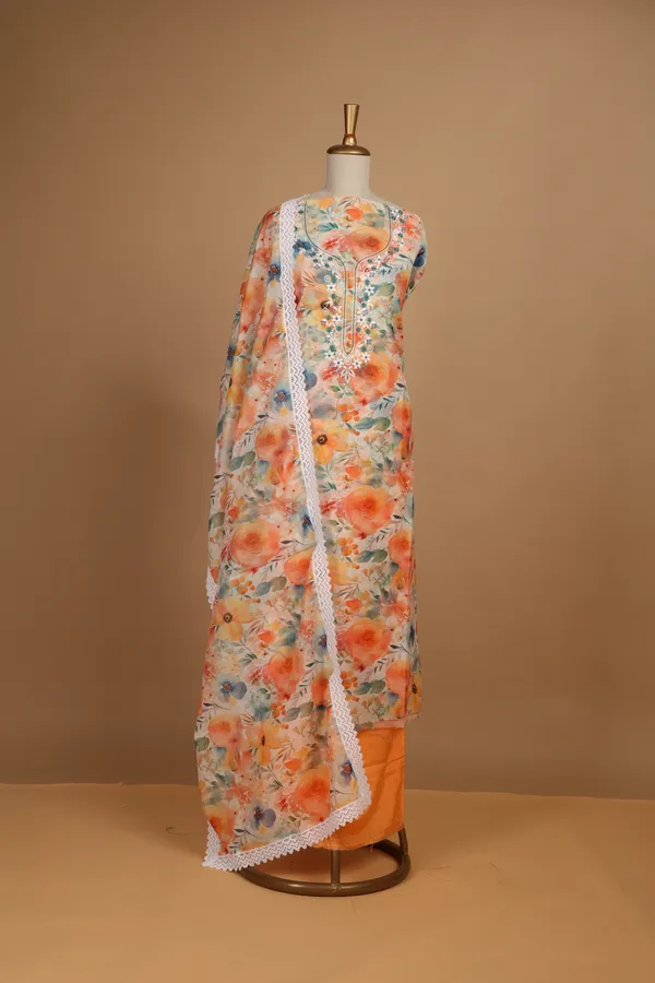 Multicolour_Chanderi_Floral_Print_Unstitched_Suit_Set_For_Women