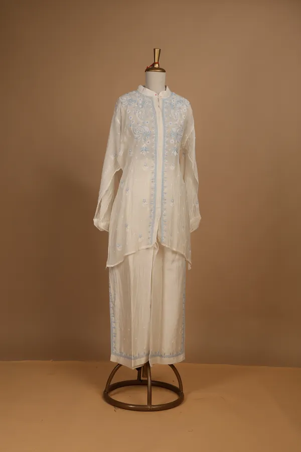 White_Mul_Cotton_Embroidered_Semi-Stitched_Co-Ord_Set_For_Women