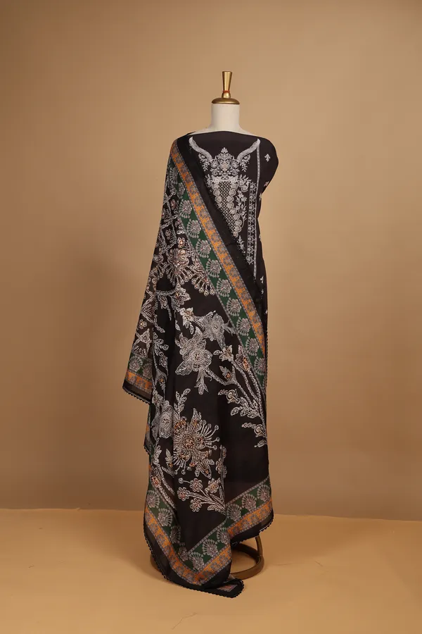 Black_Cotton_Printed_Unstitched_Suit_Set_For_Women
