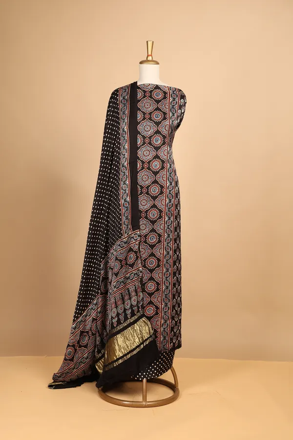 Black_Silk_Printed_Unstitched_Suit_Set_For_Women