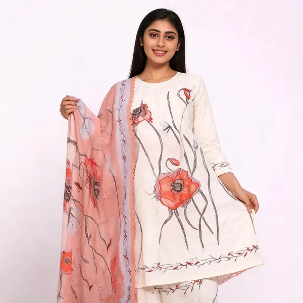 Cream_Cotton_Printed_Unstitched_Suit_Set_For_Women