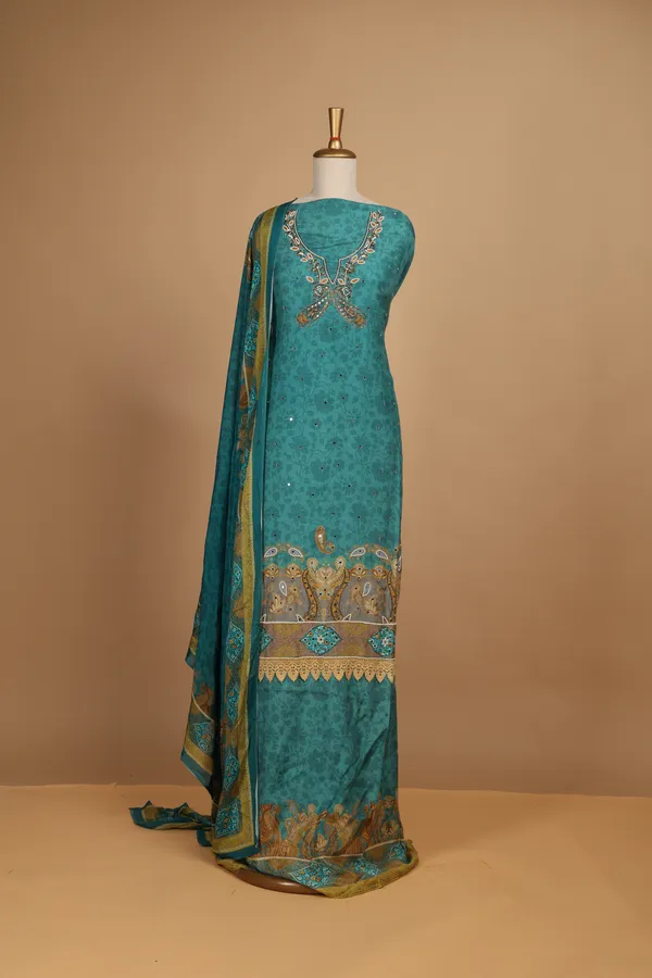 Teal_Muslin_Printed_Unstitched_Suit_Set_For_Women
