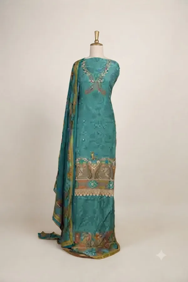 Teal_Muslin_Printed_Unstitched_Suit_Set_For_Women