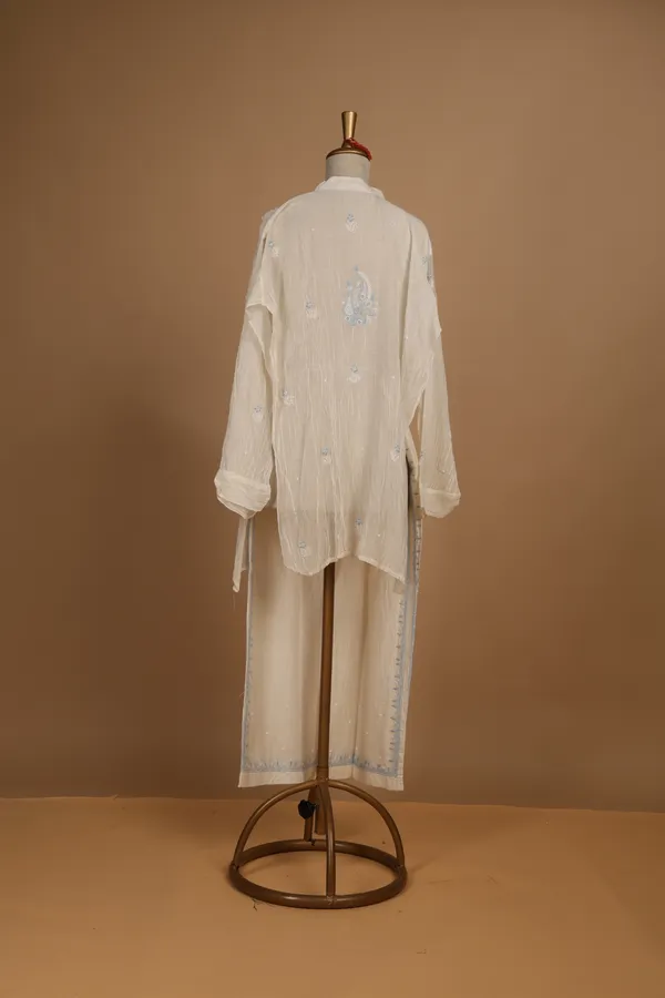White_Mul_Cotton_Embroidered_Semi-Stitched_Co-Ord_Set_For_Women