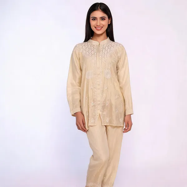 Cream_Mul_Cotton_Embroidered_Semi-Stitched_Co-Ord_Set_For_Women