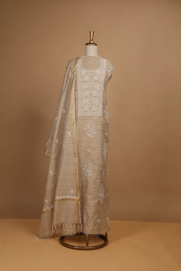 Beige_Mul_Cotton_Embroidered_Straight_Unstitched_Suit_Set_For_Women