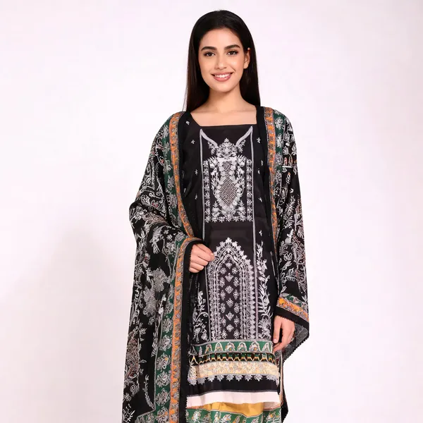 Black_Cotton_Printed_Unstitched_Suit_Set_For_Women