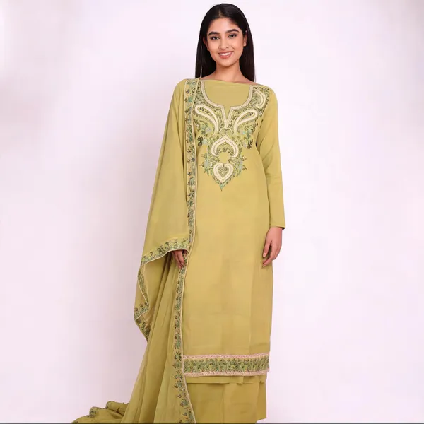 Yellow_Cotton_Embroidered_Straight_Unstitched_Suit_Set_For_Women