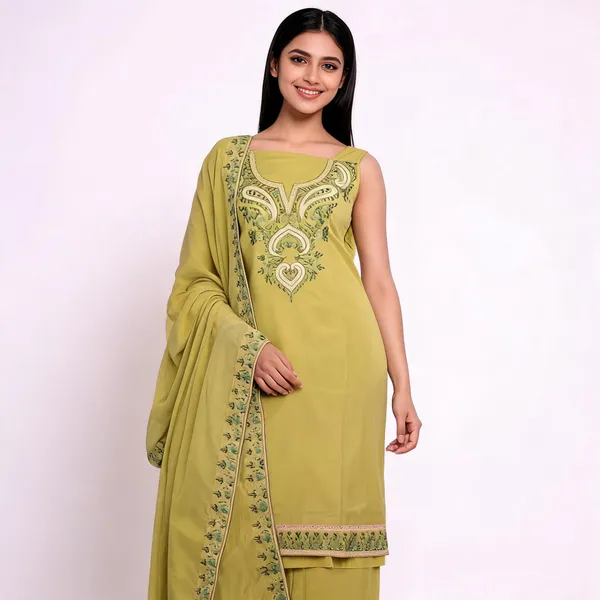 Yellow_Cotton_Embroidered_Straight_Unstitched_Suit_Set_For_Women
