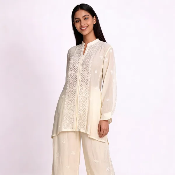 White_Mul_Cotton_Embroidered_Semi-Stitched_Co-Ord_Set_For_Women