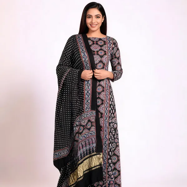 Black_Silk_Printed_Unstitched_Suit_Set_For_Women