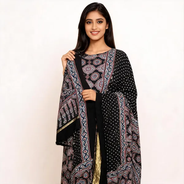 Black_Silk_Printed_Unstitched_Suit_Set_For_Women