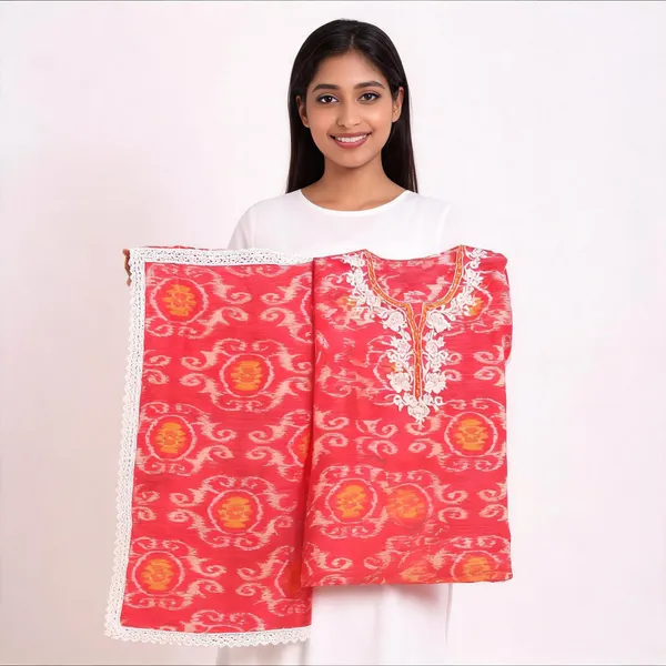 Red_Chanderi_Printed_Unstitched_Suit_Set_For_Women
