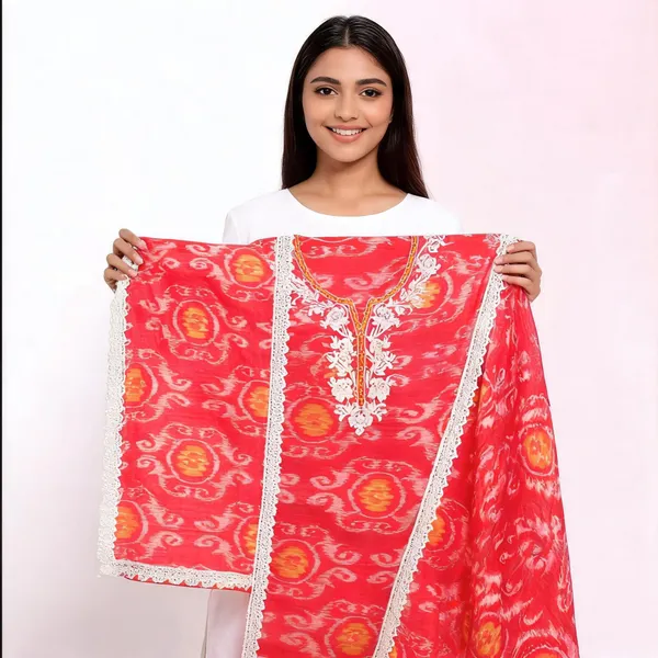 Red_Chanderi_Printed_Unstitched_Suit_Set_For_Women