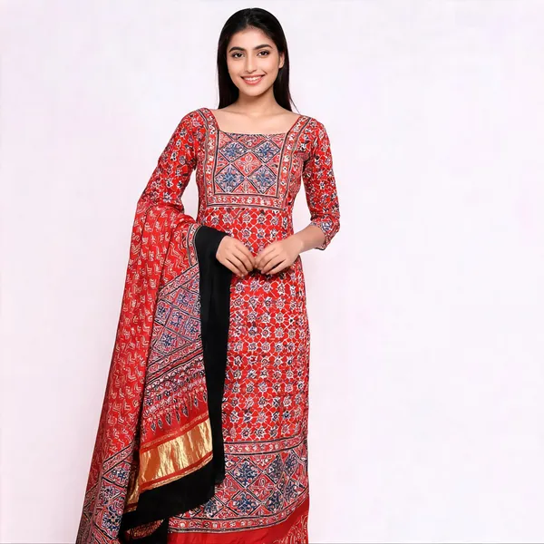 Red_Grey_Silk_Printed_Unstitched_Suit_Set_For_Women