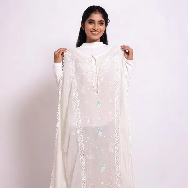 White_Mul_Cotton_Embroidered_Unstitched_Kaftan_For_Women